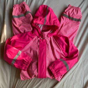 Reima Rain Suit Pink Stripe Lightly Insulated Size 5
